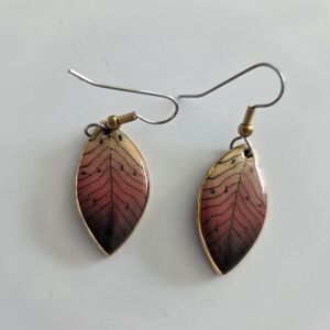 Gradient Leaf Enamel Drop Earrings